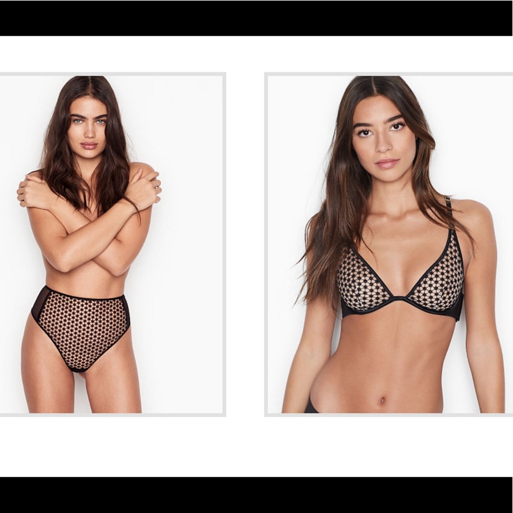 VS Starburst Plunge Bra High Waist Thong Lingerie